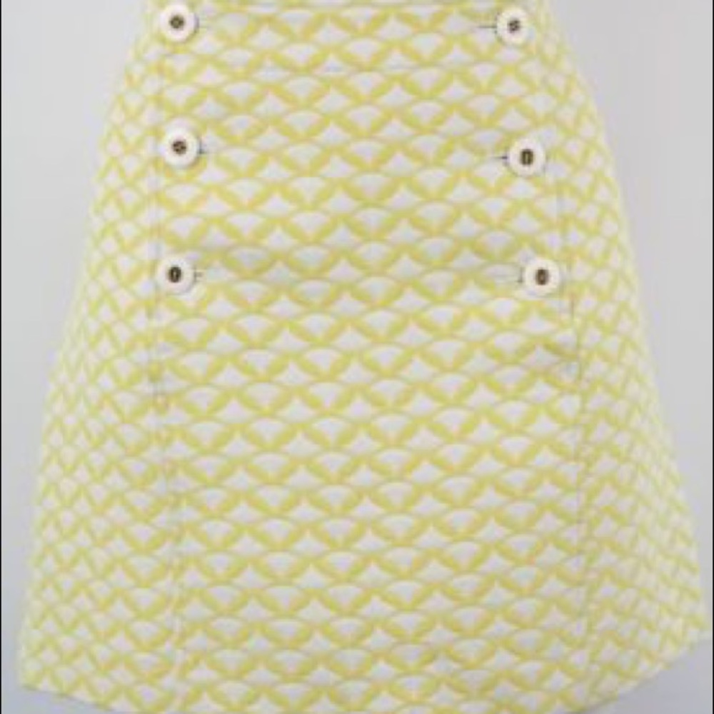Vineyard Vines Yellow Jacquard Fish Button Skirt